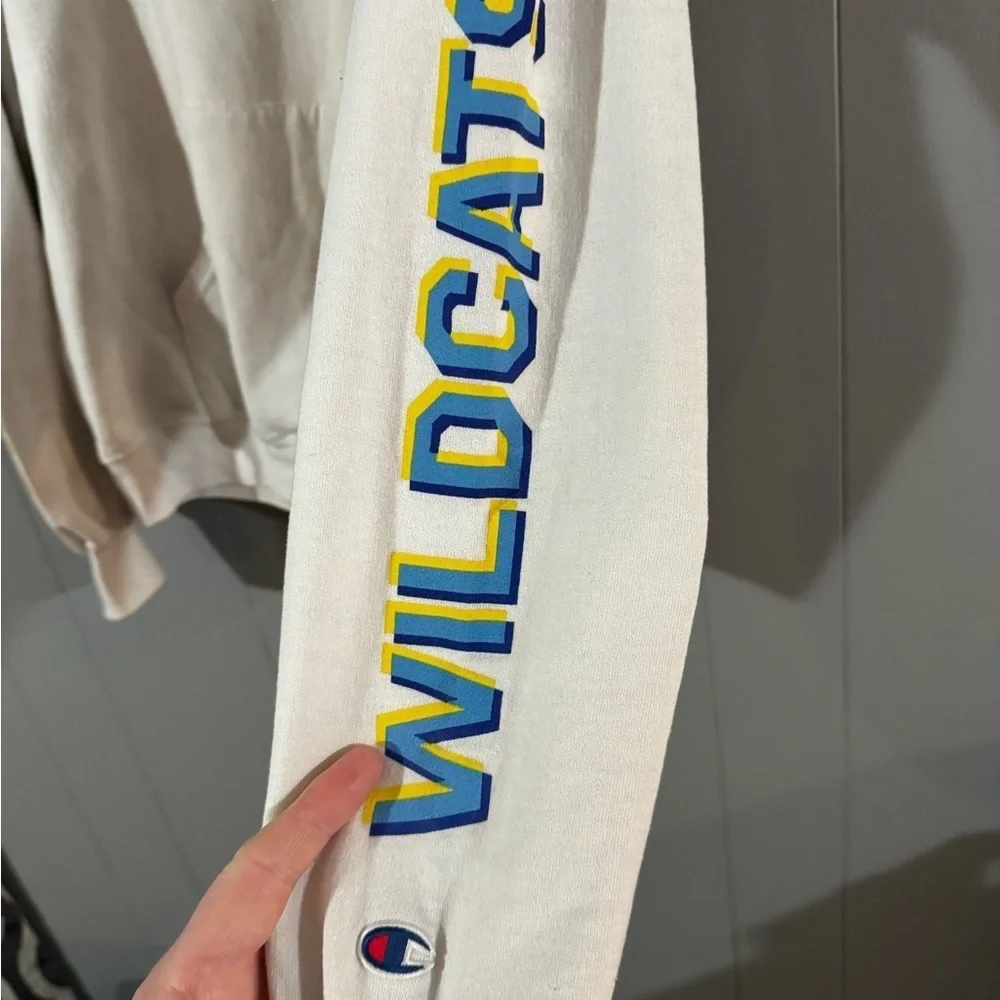 Vtg Mens M Champion Casanova Wildcats Pullover Graphic Print Hoodie NCAA 2 Sided
